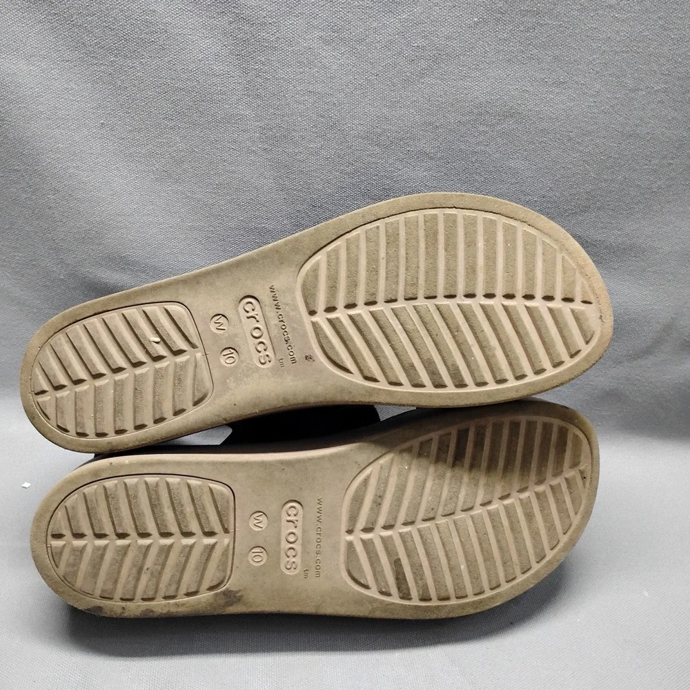 Crocs Brooklyn Low Wedge Sandal Womens 10 Black Mushroom Platform 206453
